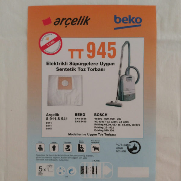 Arçelik-Beko TT945 Elektirikli Süpürge Toz Torbası