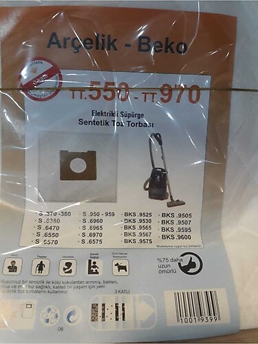 Arçelik-Beko TT550 - TT970 Elektirikli Süpürge Toz Torbası